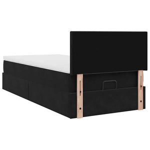 Ottoman Bett mit Matratze & LEDs Schwarz 100x200cm