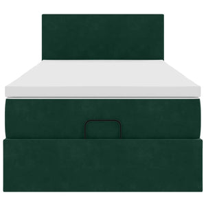 Ottoman Bett mit Matratze & LEDs Dunkelgrün