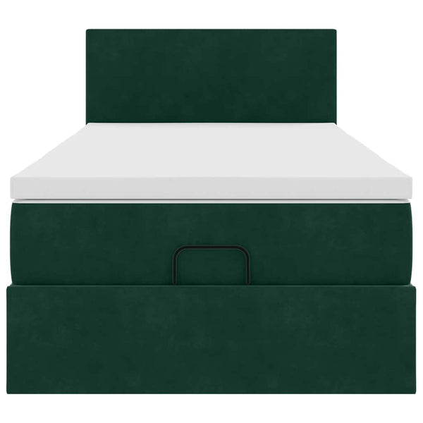 Ottoman Bett mit Matratze & LEDs Dunkelgrün