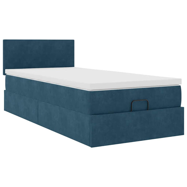 Ottoman Bett mit Matratze & LEDs Dunkelblau 100x200 cm
