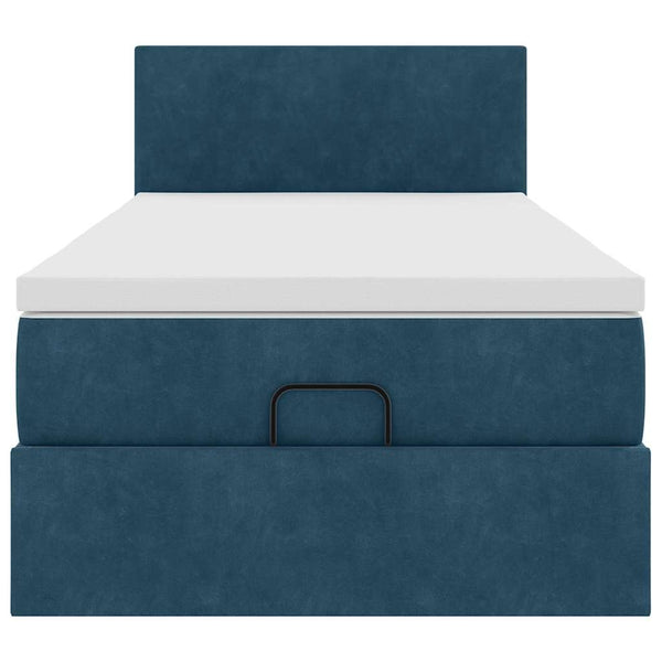 Ottoman Bett mit Matratze & LEDs Dunkelblau 100x200 cm