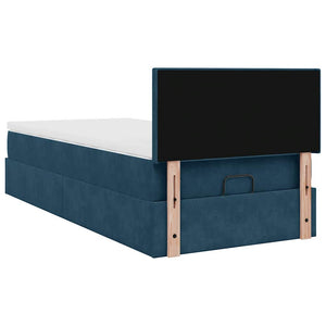 Ottoman Bett mit Matratze & LEDs Dunkelblau 100x200 cm