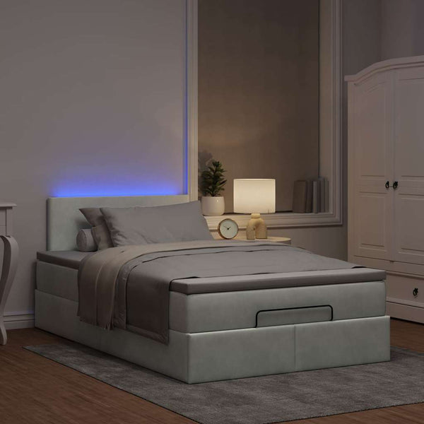 Ottomane Bett mit Matratze & LEDs 120x190 cm