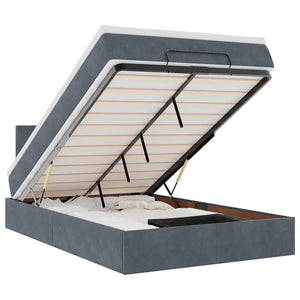 Ottomane Bett mit Matratze & LEDs Dunkelgrau 120x190 cm
