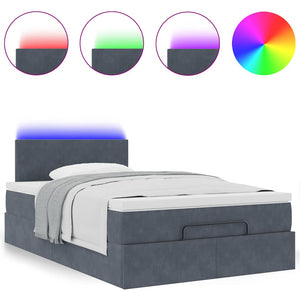 Ottomane Bett mit Matratze & LEDs Dunkelgrau 120x190 cm