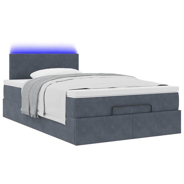 Ottomane Bett mit Matratze & LEDs Dunkelgrau 120x190 cm
