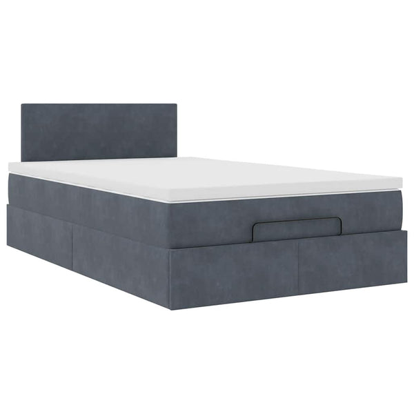 Ottomane Bett mit Matratze & LEDs Dunkelgrau 120x190 cm