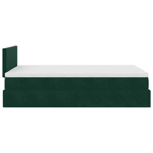 vidaXL Ottoman Bed with Mattress & LED Dark Green 120x190 cm Velvet