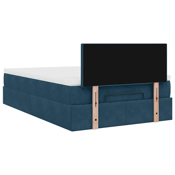 vidaXL Ottoman Bed with Mattress & LED Dark Blue 120x190 cm Velvet