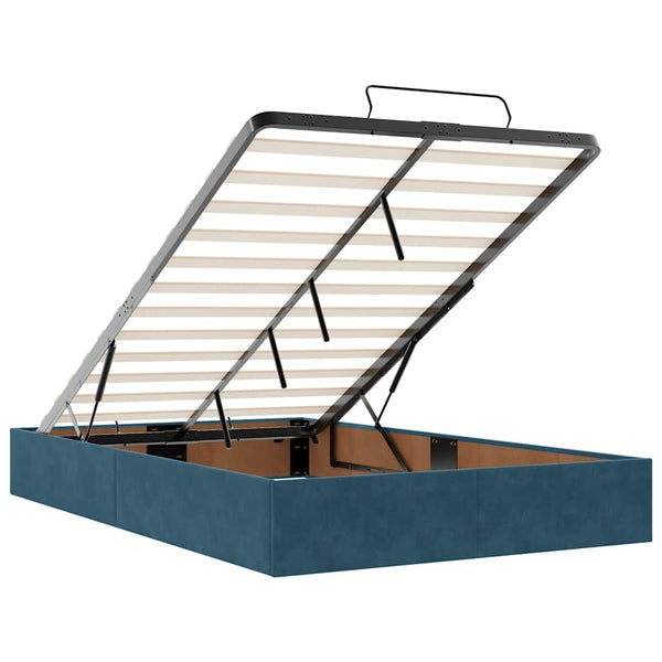 vidaXL Ottoman Bed with Mattress & LED Dark Blue 120x190 cm Velvet