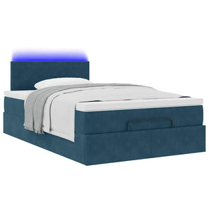vidaXL Ottoman Bed with Mattress & LED Dark Blue 120x190 cm Velvet