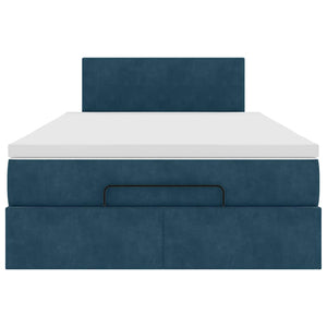 vidaXL Ottoman Bed with Mattress & LED Dark Blue 120x190 cm Velvet