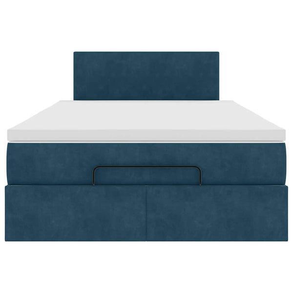 vidaXL Ottoman Bed with Mattress & LED Dark Blue 120x190 cm Velvet