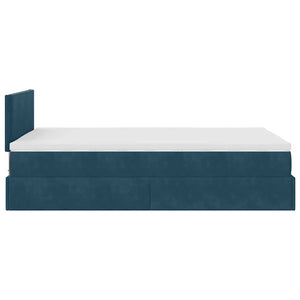 vidaXL Ottoman Bed with Mattress & LED Dark Blue 120x190 cm Velvet