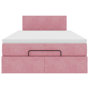 vidaXL Ottoman Bed with Mattress & LED Lights Pink 120x190 cm Velvet