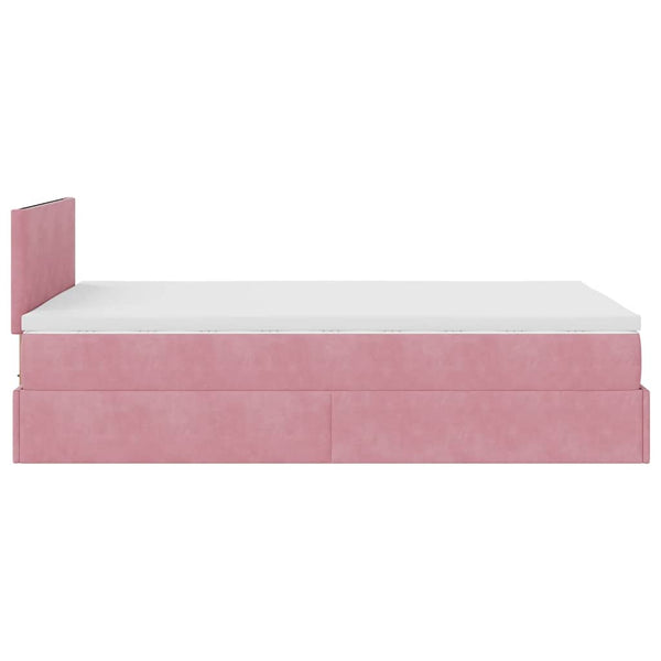 vidaXL Ottoman Bed with Mattress & LED Lights Pink 120x190 cm Velvet