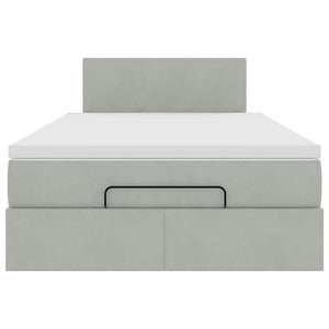 vidaXL Ottoman Bed with Mattress & LEDs Light Grey 120x200 cm Velvet