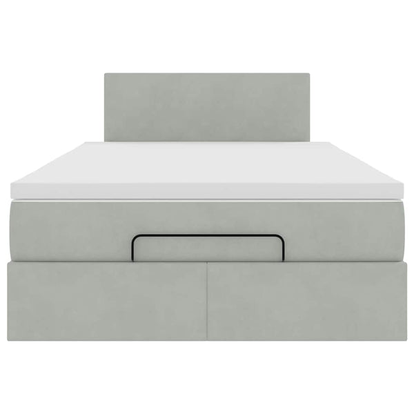 vidaXL Ottoman Bed with Mattress & LEDs Light Grey 120x200 cm Velvet