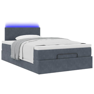 vidaXL Ottoman Bed with Mattress & LEDs Dark Grey 120x200 cm Velvet