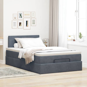 vidaXL Ottoman Bed with Mattress & LEDs Dark Grey 120x200 cm Velvet