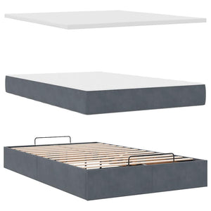 vidaXL Ottoman Bed with Mattress & LEDs Dark Grey 120x200 cm Velvet