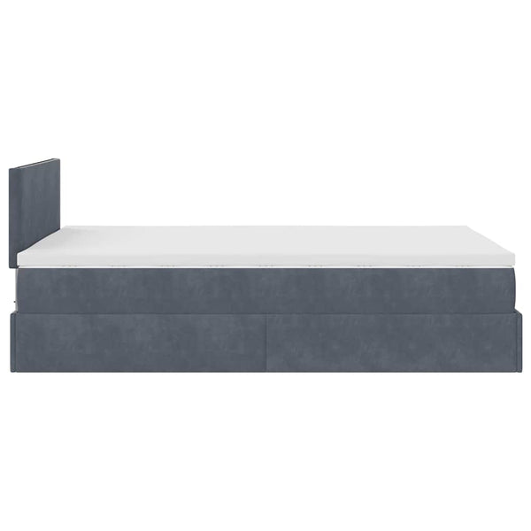 vidaXL Ottoman Bed with Mattress & LEDs Dark Grey 120x200 cm Velvet