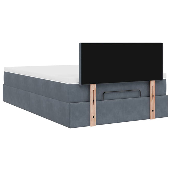 vidaXL Ottoman Bed with Mattress & LEDs Dark Grey 120x200 cm Velvet
