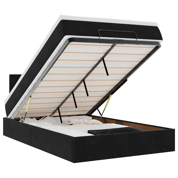 vidaXL Ottoman Bed with Mattress & LEDs Black 120x200 cm Velvet