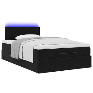 vidaXL Ottoman Bed with Mattress & LEDs Black 120x200 cm Velvet