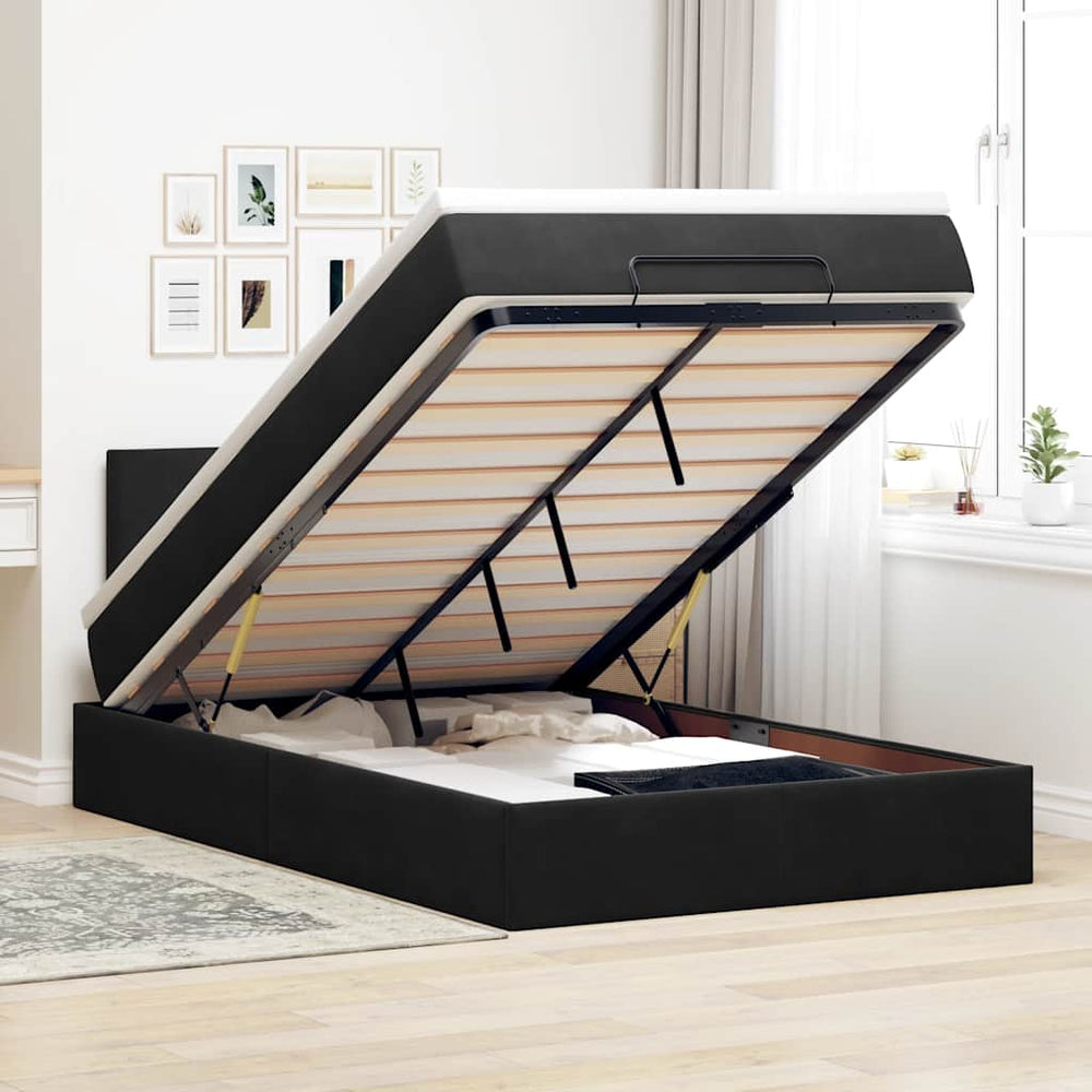 vidaXL Ottoman Bed with Mattress & LEDs Black 120x200 cm Velvet