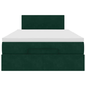 vidaXL Ottoman Bed with Mattress & LEDs Dark Green 120x200 cm Velvet