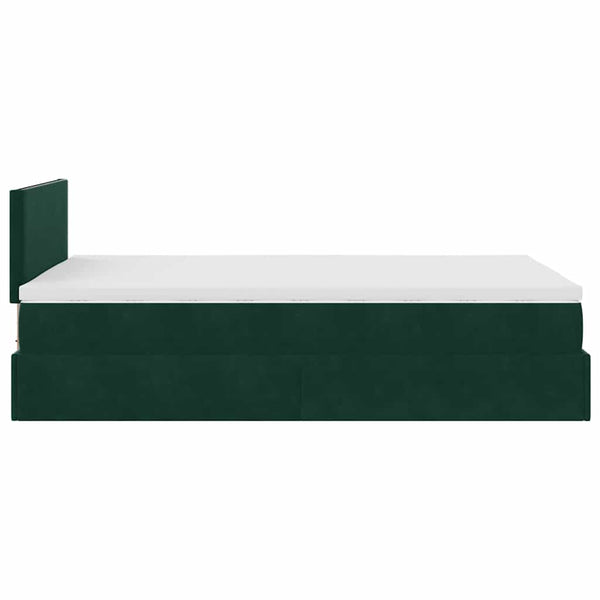 vidaXL Ottoman Bed with Mattress & LEDs Dark Green 120x200 cm Velvet