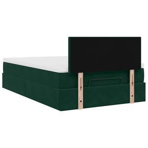 vidaXL Ottoman Bed with Mattress & LEDs Dark Green 120x200 cm Velvet