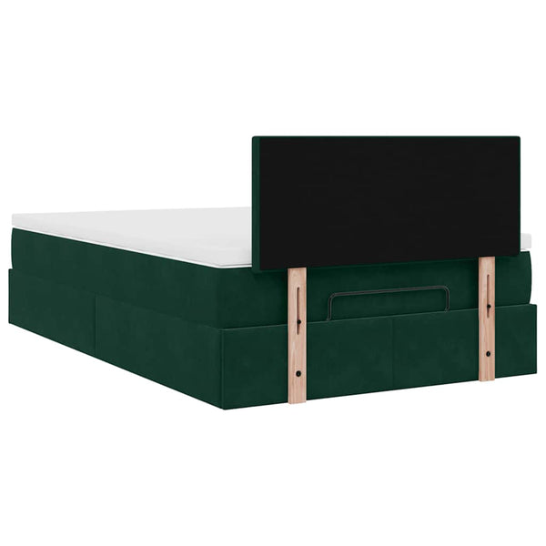 vidaXL Ottoman Bed with Mattress & LEDs Dark Green 120x200 cm Velvet