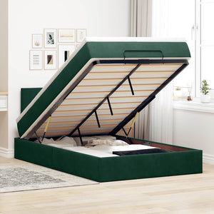 vidaXL Ottoman Bed with Mattress & LEDs Dark Green 120x200 cm Velvet