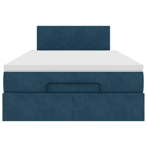 vidaXL Ottoman Bed with Mattress & LEDs Dark Blue 120x200 cm Velvet
