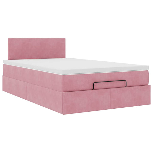 vidaXL Ottoman Bed with Mattress & LEDs Pink 120x200 cm Velvet