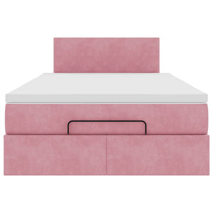 vidaXL Ottoman Bed with Mattress & LEDs Pink 120x200 cm Velvet