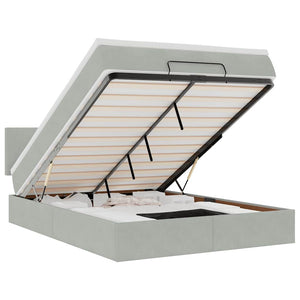 vidaXL Ottoman Bed with Mattress & LED Light Grey 140x190 cm Velvet