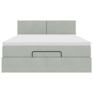vidaXL Ottoman Bed with Mattress & LED Light Grey 140x190 cm Velvet
