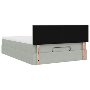 vidaXL Ottoman Bed with Mattress & LED Light Grey 140x190 cm Velvet