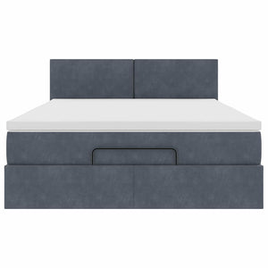 vidaXL Ottoman Bed with Mattress & LEDs Dark Grey 140x190 cm Velvet