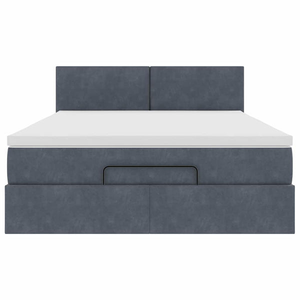 vidaXL Ottoman Bed with Mattress & LEDs Dark Grey 140x190 cm Velvet
