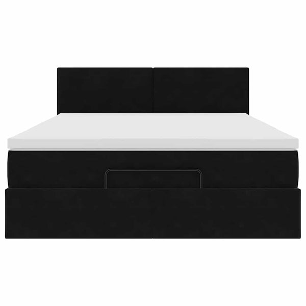 vidaXL Ottoman Bed with Mattress & LED Black 140x190 cm Velvet