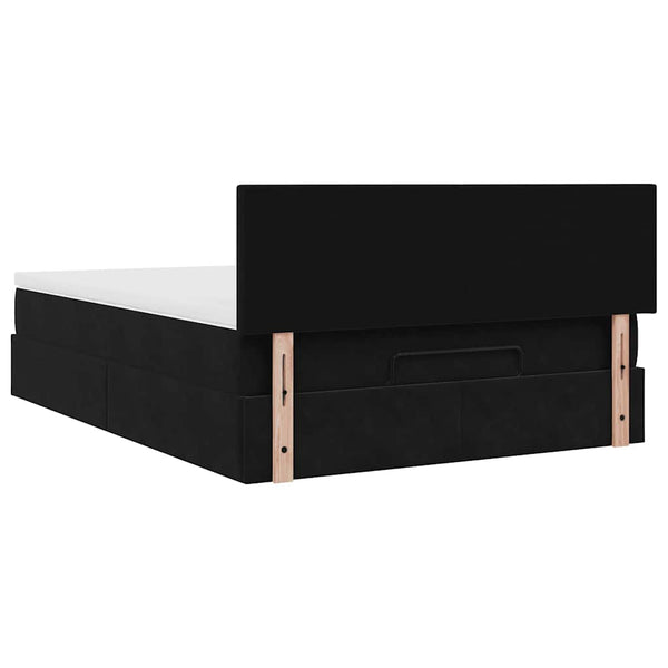 vidaXL Ottoman Bed with Mattress & LED Black 140x190 cm Velvet