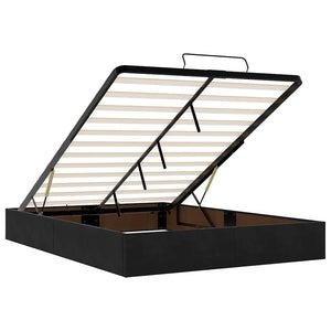 vidaXL Ottoman Bed with Mattress & LED Black 140x190 cm Velvet