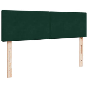 vidaXL Ottoman Bed with Mattress & LED Dark Green 140x190 cm Velvet