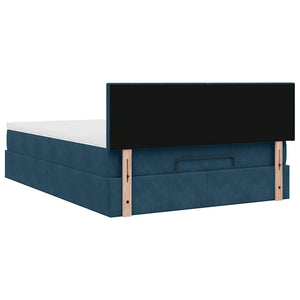 vidaXL Ottoman Bed with Mattress & LEDs Dark Blue 140x190 cm Velvet