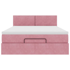 vidaXL Ottoman Bed with Mattress & LED Pink 140x190 cm Velvet