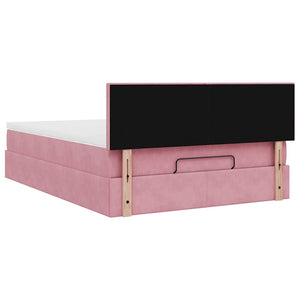 vidaXL Ottoman Bed with Mattress & LED Pink 140x190 cm Velvet